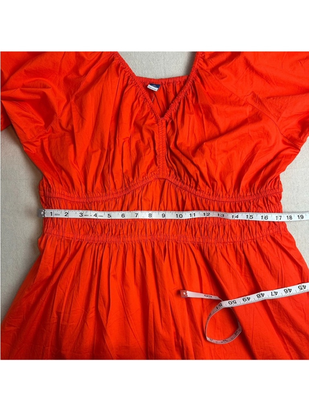 Old Navy Waist Defined Puff Sleeve Mini Dress Darling Clementine Size XL Tall - Picture 9 of 12
